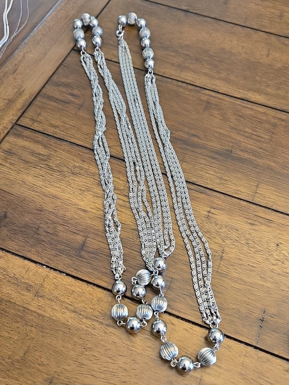 Silver Multi-Strand Beaded Necklace - Women Jewelry